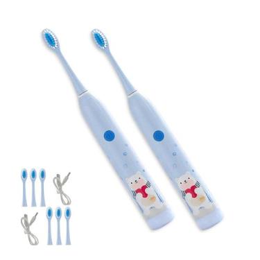 Imagem de Escova Dental Eletrica Kit 2 Uni Infantil Recarregavel 6 Velocidades G