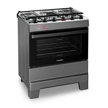 Imagem de Fogão a Gás Mesa Inox Tampa de Vidro Forno 84L Esmaltec IDEAL Top Tita