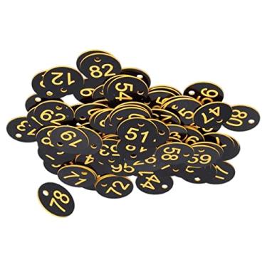 Imagem de 100x etiqueta numerada protable etiquetas de identificação de bagagem etiqueta numérica para hotel armazém, palavra preta + amarela