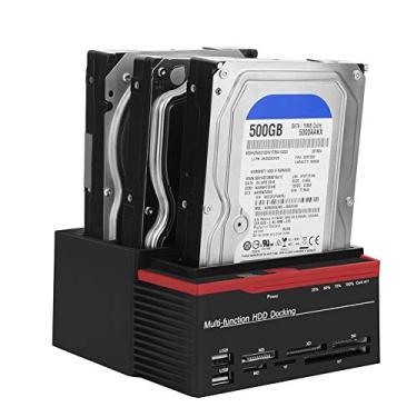 Imagem de Estação de ancoragem HDD SATA/IDE com três compartimentos USB 3.0 de 6,3 cm e 8,9 cm, leitor de HUB clone offline, fonte de alimentação independente, estação de ancoragem de disco rígido externo (EUA)