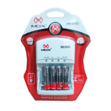 Imagem de Carregador Com 4 Pilhas Mox Aaa 1000Mah Bivolt Cp52