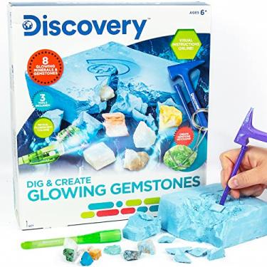 Imagem de Discovery Glowing Mineral Dig by Horizon Group USA Excavate,STEM Science Activity Kit,Dig & Reveal 8 Real Minerals,Includes 2 Digging Tools,2 Key Rings,2 Lanyard Clips,Bonus Poster,Instructions & More