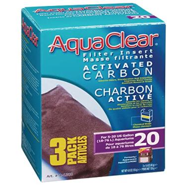Imagem de AquaClear 20 insertos de carbono ativado, mídia de substituição de filtro de aquário, pacote com 3, A1380
