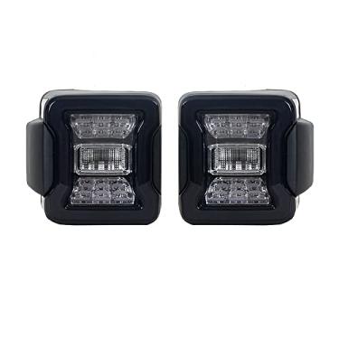 Imagem de JESYMBX Para Jeep Wrangler JK 2007-2017 Conjunto de luz de carro Lâmpadas traseiras Luz de ré de freio Luzes de corrida diurnas Versão dos EUA Preto Esquerdo Motorista