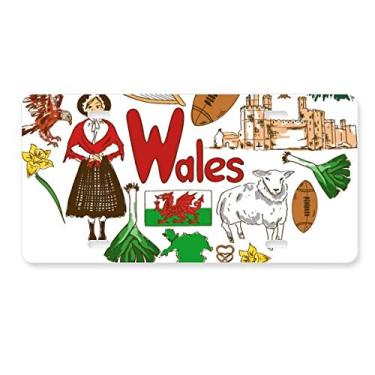 Imagem de DIYthinker Wales Love Heart UK Landscap Bandeira nacional placa de licença decoração de carro acessório de aço inoxidável