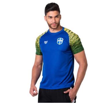 Imagem de Camisa Futebol Masculina Brasil Trivela Azul Tam GG