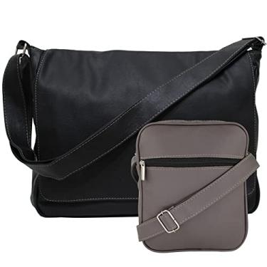 Imagem de Kit Bolsa Pasta Carteiro Masculina Tiracolo E Shoulder Bag