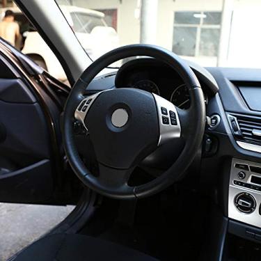 Imagem de JIERS Para BMW X1 E84 2010-2013 E90 E92 Série 3 2005-2012, acessórios cromados ABS da moldura do botão do volante do carro