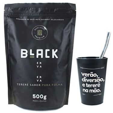 Imagem de KIT COMPLETO COPO + BOMBA INOX 19CM+ BLACK ERVA 500G (Pura Folha)