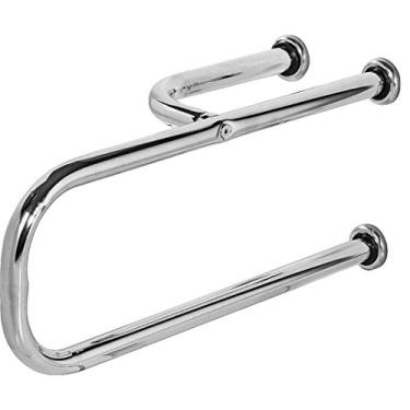 Imagem de MetalCromo Barra de apoio para vaso sanitário 60x20cm Direito Polido Prata Alumínio