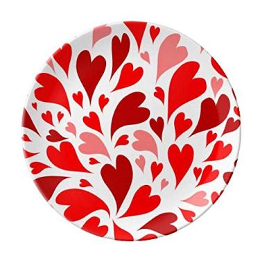Imagem de Prato de amor de dia dos namorados com corações rosa vermelho decorativo de porcelana salver louça de jantar