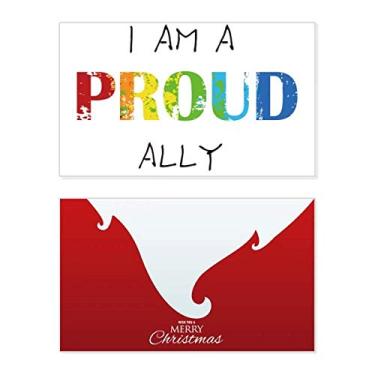 Imagem de LGBT Bandeira de Arco-íris Proud Ally Holiday Merry Christmas Cartão de parabéns Mensagem de Natal