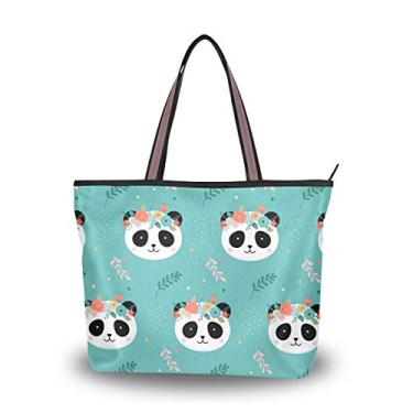 Imagem de Bolsa de ombro My Daily Fashion para mulheres, bolsas de mão com desenho fofo de folhas de panda grande, Multicoloured, Medium