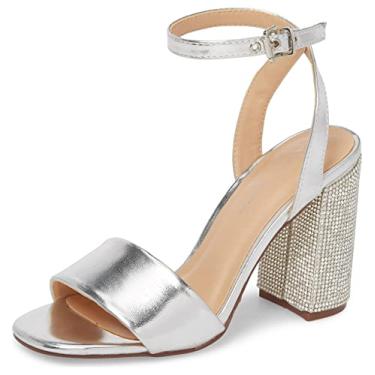 Imagem de Lauren Lorraine Julia Silver Sandal 3.75 High Heel Mesh Crystal Embellished Dress Pumps - Silver (8)