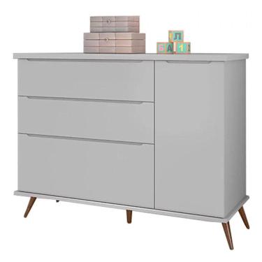 Imagem de Cômoda Infantil Melissa Retrô 1 Porta e 3 Gavetas100% MDF Cor Cinza - Phoenix Baby