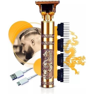 Imagem de Maquina de Cortar Cabelo Acabamento Aparador de Pelos Recarregável Faz Pezinho Risco Desenho Detalhe Cabelo Barba Sem Fio Completa PREMIUM