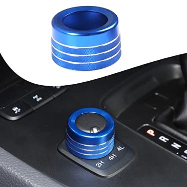 Imagem de Lcojicep Anel de maçaneta de carro compatível com Ford Ranger 2015-2021 interruptor de farol/anel de botão 4WD acessórios de decoração de liga de alumínio (botão de tração nas quatro rodas, azul)