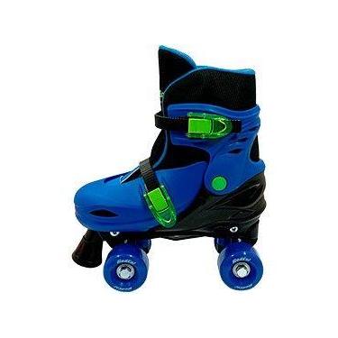 Imagem de Patins 4 Rodas Infantil Fenix 2 Em 1 Azul E Preto - Com Acessórios