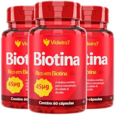 Imagem de Videira7, BIOTINA 45MCG 150% DA IDR 1 CÁPSULA AO DIA 60 CÁPSULAS – VIDEIRA7 | KIT COM 3