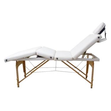 Imagem de Maca Dobrável Madeira 250kg 4 Seções Estética Massagem Portátil Branco