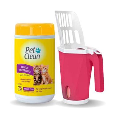Imagem de Kit Lenços Umedecidos Para Gatos + Pá Coletora Higiênica Para Caixa de