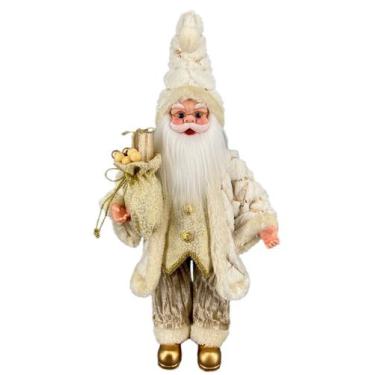 Imagem de Papai Noel Pequeno Creme/Gold Tecido Decoração Natal 50cm - Zona Livre