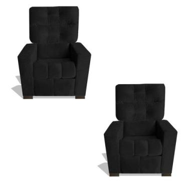 Imagem de Kit 02 Poltrona Dubai Cadeira Retro Reclinável Fibra de Silicone Recep