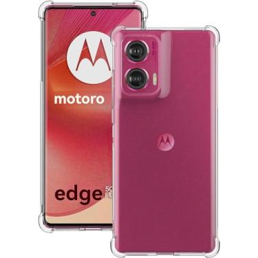 Imagem de USTIYA Capa para Motorola Moto Edge 50 Fusion Clear TPU quatro cantos capa de proteção de grau militar transparente macia