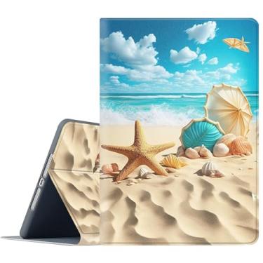 Imagem de FGDRFGRW Capa para Samsung Galaxy Tab S9 FE 5G 10,9 polegadas/Tab S9 11 polegadas 2023, suporte ajustável, função despertar/hibernar, capa de proteção total - verão praia