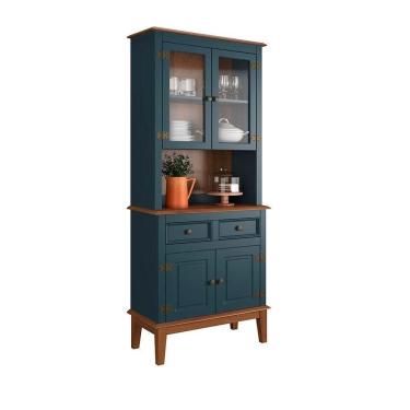 Imagem de Arca E Oratório 4 Portas E 2 Gavetas - Madeira Maciça Azul Petróleo