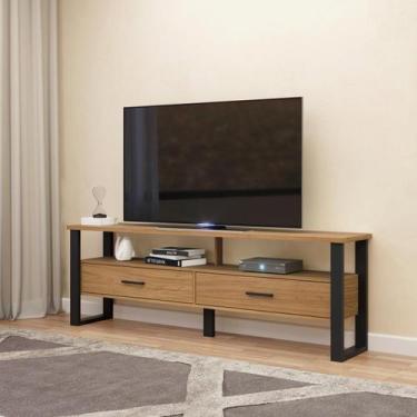 Imagem de Rack para TV até 60" 180 Cm Industrial 2 Gavetas 100% MDF Freijó Preto