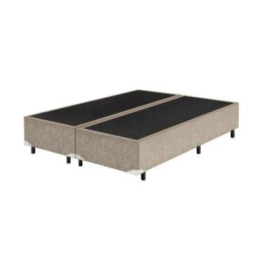 Imagem de Base Cama Box Bipartido King Size Suede Bege 40x193x203 - Box Shop Móv