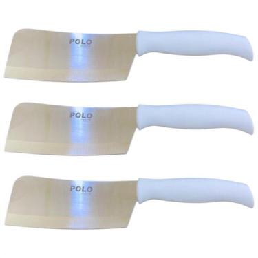 Imagem de 3 Cutelo Profissional P/ Cozinha Artesanal Açougueiro Afiada - Polo, X