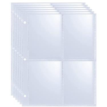 Imagem de Pacote com 80 compartimentos para cartas colecionáveis com 640 bolsos, protetor de página com 4 bolsos dupla-face, folhas de cartão ultratransparentes para fichário de 3 anéis/A5, páginas para cartão Pokémon, cartão de beisebol