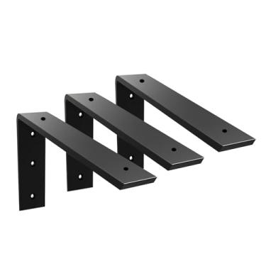 Imagem de Walwe Suporte de Bancada, Pacote com 3 Unidades, 8", Resistente, 3/8" de Espessura, Suporte de Bancada Em Granito Preto, 8" X 6" X 2,5" de Prateleira, Suporte Em L, Corbels de Lareira para Bancadas De