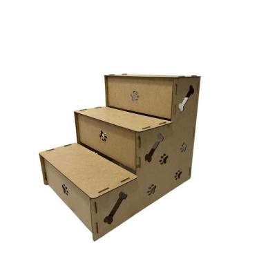 Imagem de Escada Pet Cachorro Ou Gato Em Madeira Mdf 3mm Rampa De Suporte - Ana 