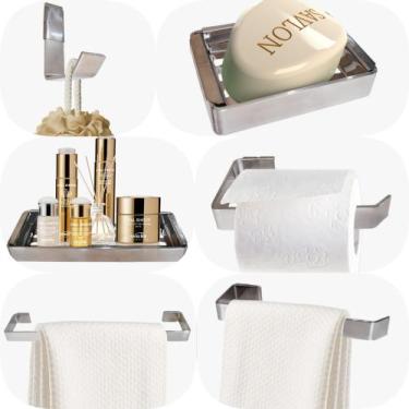 Imagem de Kit Para Banheiro Luxo Quasar Prata 6 Peças - Juliard