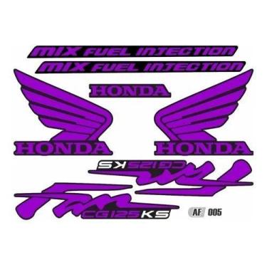 Imagem de Adesivo Kit Faixa Lateral Moto Honda Cg Fan 125 Ks Roxo - Resitank