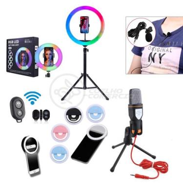 Imagem de Kit Youtube Ring Light RGB + Mic SF-666 + Disparador Remoto + Mini Rin