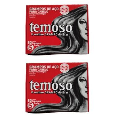 Imagem de Kit 2 Grampo De Aço Para Cabelos Nº 5 Preto 50Un - Teimoso - Temoso