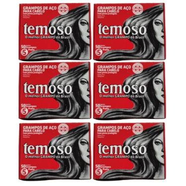 Imagem de Kit 6 Grampo De Aço Para Cabelos Nº 5 Preto 50Un - Teimoso - Temoso