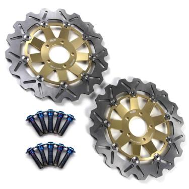 Imagem de Discos de freio dianteiros flutuantes com parafusos de montagem para Kawasaki GPZ900R 90-03, GTR 1000 94-06, Z1000 03-06, ZG1000 Concours 1000 94-05, GPZ (ZX1100) E1 1100 95-988 , Ninja ZX12 R 04-06