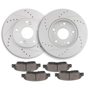 Imagem de ECCPP 31601 D948 2 discos de freio dianteiros + 4 pastilhas adequadas para Acura para ILX 2013-2015, para Honda para Civic 2012-2014