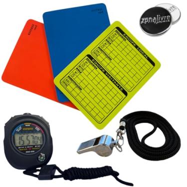 Imagem de Kit Árbitro Profissional, Cronômetro Digital, Apito Metálico, Cartões e Moeda Cara ou Coroa