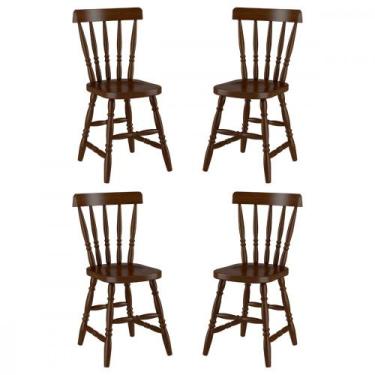 Imagem de Conjunto 4 Cadeiras Madeira Eucalipto Castanho Piratini, Castanho