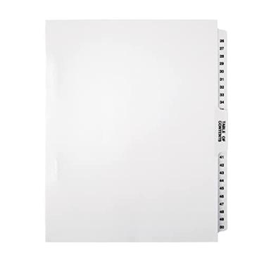 Imagem de Divisórias sem perfuração com abas laminadas, preto/branco, numeradas 26-50, 3585478215 da Office Depot