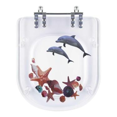 Imagem de Assento Sanitário Poliester Etna Decorado Golfinho E Conchas Para Vaso Icasa