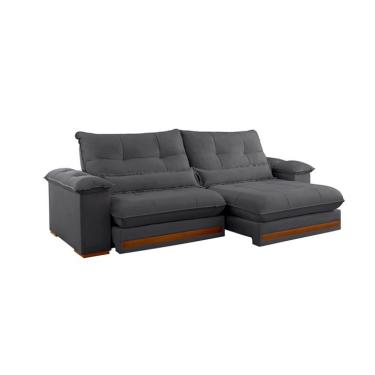 Imagem de Sofá 4 Lugares Retrátil e Reclinável Qatar Veludo Cinza 280 cm