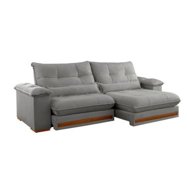 Imagem de Sofá 3 Lugares Retrátil e Reclinável Qatar Linho Cinza 200 cm