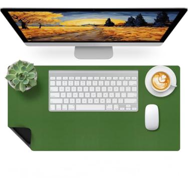 Imagem de Bloss Mouse pad de couro verde, protetor de mesa de couro, tapetes de mouse de uso de dois lados, tapetes de mesa de escritório, protetor de laptop, tapetes de teclado à prova d'água, bloco de escrita